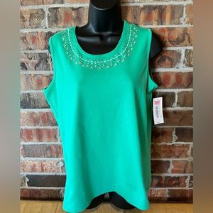 Allison Daley Green Sleeveless Top Women’s Size:Petite Large NWT